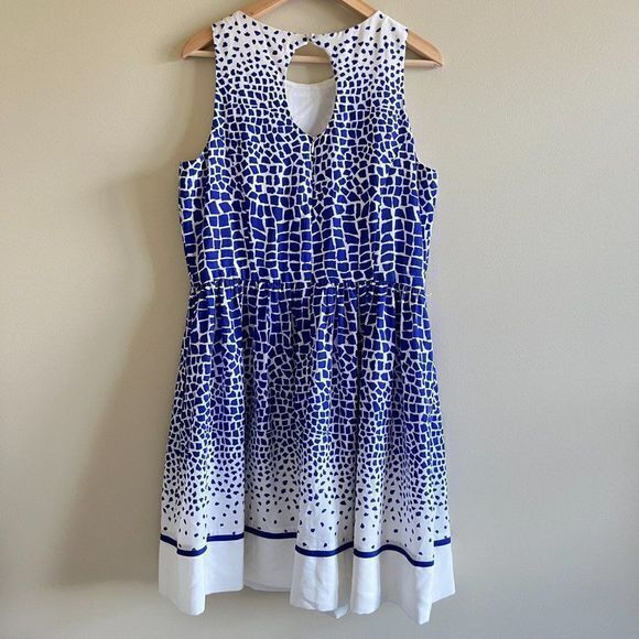 Eliza J Belted Print Fit & Flare Dress Womens Plus Size 14 Sleeveless Lined - Picture 10 of 11